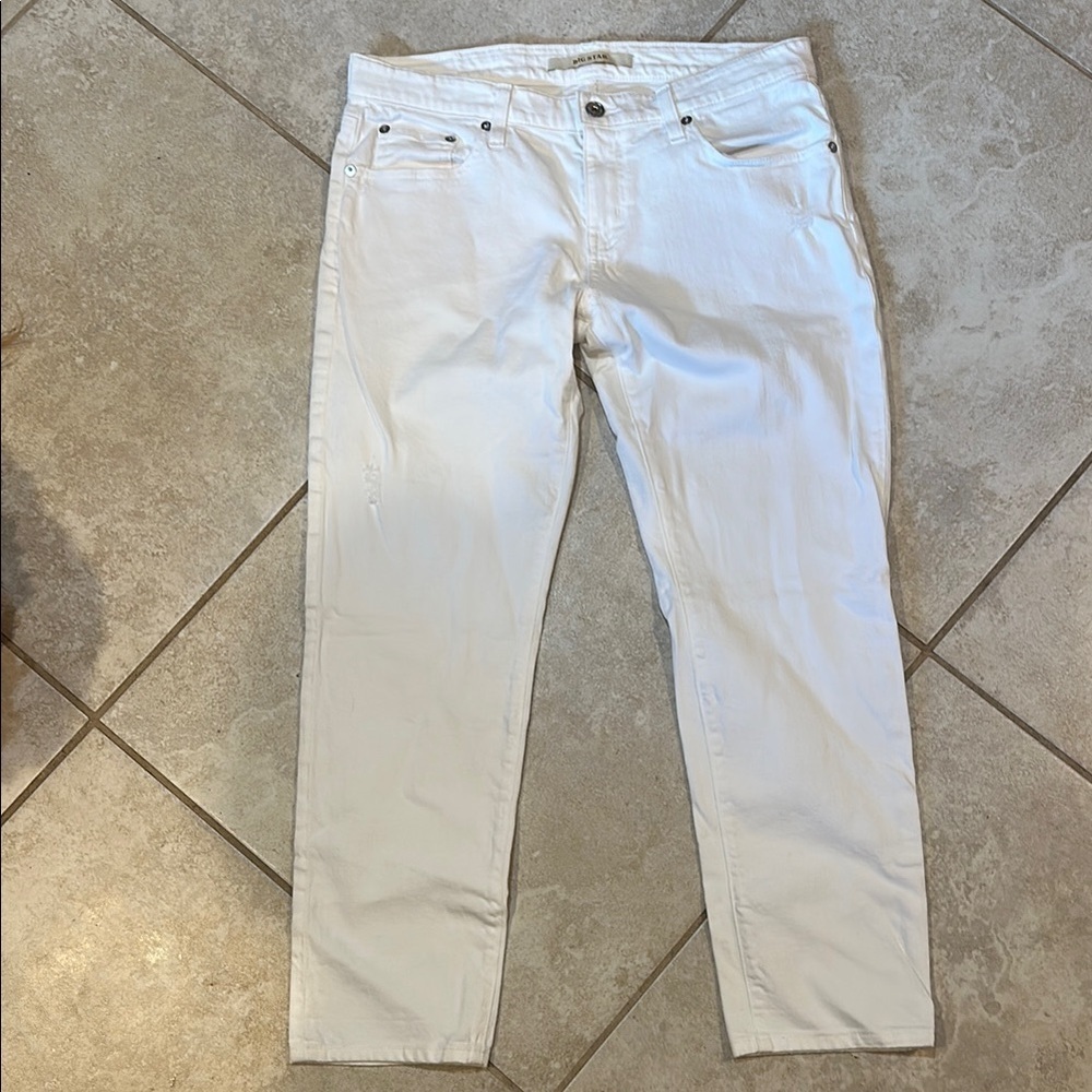 Big Star White Distressed Low Rise Straight Crop Jeans 28 Capri